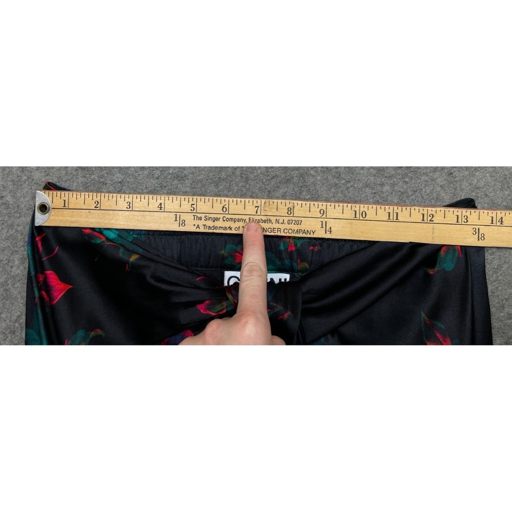 Ganni Tie-Waist Floral Silk Stretch Satin Midi Skirt Black 34 US XS 2 - Picture 8 of 12